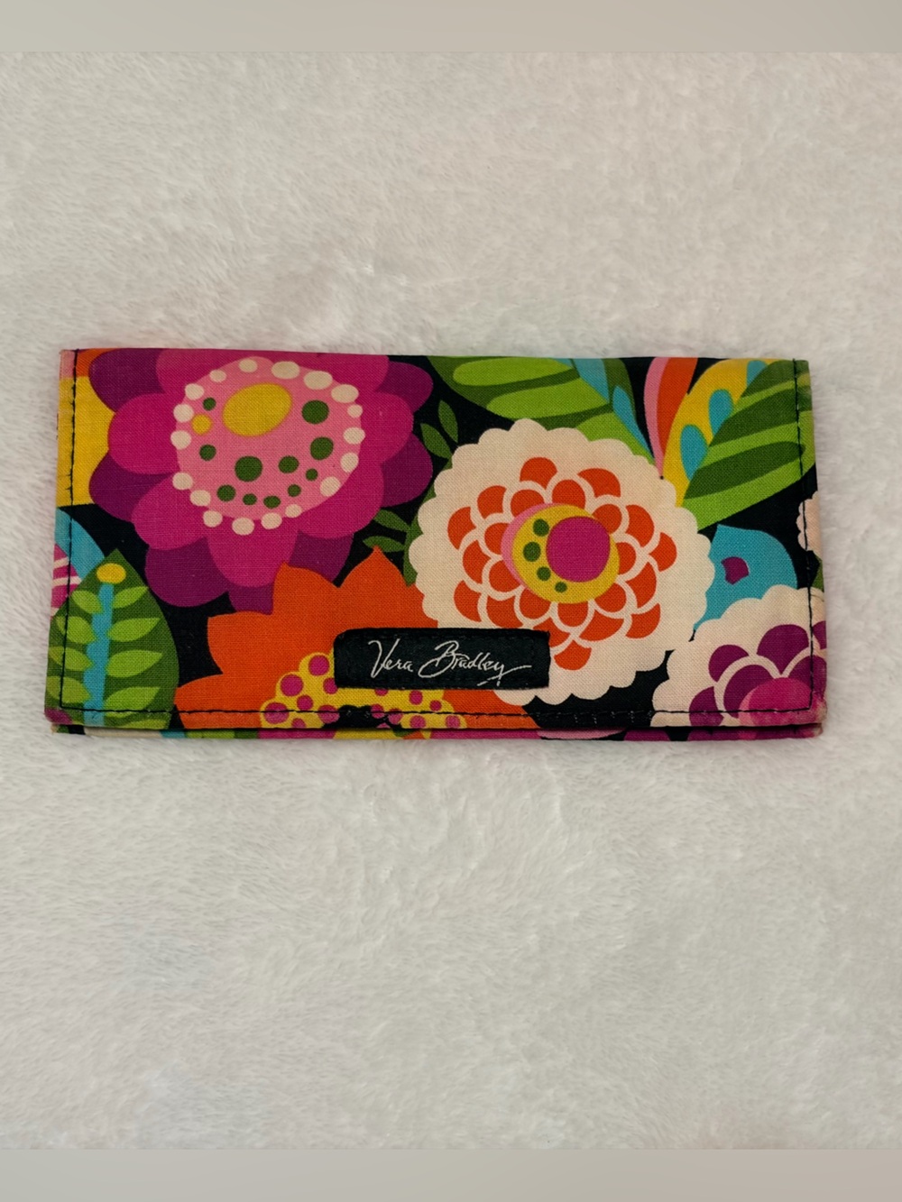 Vera Bradley Bright Floral Checkbook Cover - Pink, Orange, Green, Black